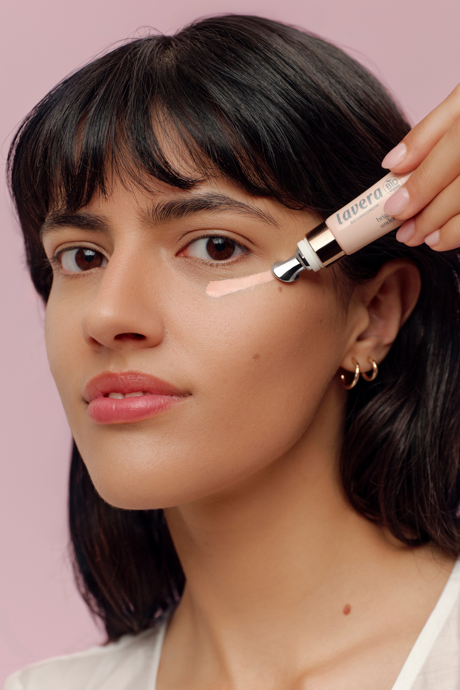lavera Brightening & Hydrating Undereye Corrector during application