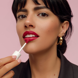 lavera Pure Satin Liquid Lipstick -Poppy Red 01- during application